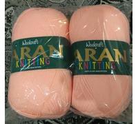 WOOLCRAFT Aran Wool 400g Ball 100% Acrylic Knitting Yarn 405 Peach