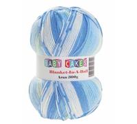 WoolCraft Baby Cakes Blanket in a Ball Aran Knitting & Crochet Yarn, Available in a Selection of Variegated Colours, 100% Acrylic, 636 Metres, 300g Balls, Pack of 5, Little Boy Blue