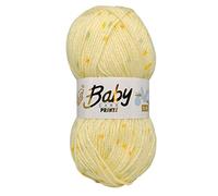 WoolCraft Baby Care Spot Print DK Knitting & Crochet Yarn, Great Value Baby Yarn Available in a Selection of Printed Shades, 100% Acrylic, 300 Metres, 100g Balls, Single Ball, Lemon