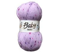 WoolCraft Baby Care Spot Print DK Knitting & Crochet Yarn, Great Value Baby Yarn Available in a Selection of Printed Shades, 100% Acrylic, 300 Metres, 100g Balls, Single Ball, Ballerina
