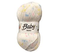 WoolCraft Baby Care Spot Print DK Knitting & Crochet Yarn, Great Value Baby Yarn Available in a Selection of Printed Shades, 100% Acrylic, 300 Metres, 100g Balls, Single Ball, Dolly Mixture