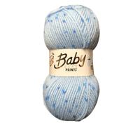 WoolCraft Baby Care Spot Print DK Knitting & Crochet Yarn, Great Value Baby Yarn Available in a Selection of Printed Shades, 100% Acrylic, 300 Metres, 100g Balls, Single Ball, Little Boy Blue