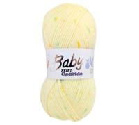 WoolCraft Baby Prints Sparkle DK Knitting & Crochet Yarn, Great Value Yarn Available in Pastel Shades with Added Sparkle, 95% Acrylic & 5% Lurex, 215 Metres, 100g Balls, Pack of 10, Lemon