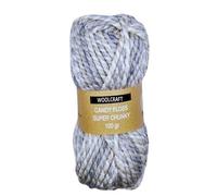 WoolCraft Candy Floss Super Chunky Knitting & Crochet Yarn is a Soft, Cosy Yarn, Available in a Selection of Colours, 80% Acrylic & 20% Wool, 60 Metres, 100g Balls, Single Ball, Stormy Twist