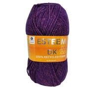 WoolCraft Esteem DK Knitting & Crochet Yarn, Great Value Recycled Yarn Available in Bright, Vibrant Colours, Soft and Smooth Yarm, 280 Metres, 100g Balls, Single Ball, Purple Twist