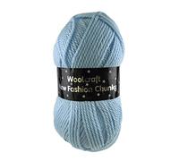 WoolCraft Fashion Chunky Knitting & Crochet Yarn, Great Value Yarn with 27 Colour Combinations in The Range, 100% Acrylic, 150 Metres, 100g Balls, Pack of 15, Baby Blue