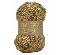 WoolCraft Shetland Heather Aran Knitting & Crochet Yarn, Great Value Yarn Available in 15 Tweed Effect Aran Colours, 75% Acrylic & 25% Wool, 200 Metres, 100g Balls, Pack of 5, Gooseberry