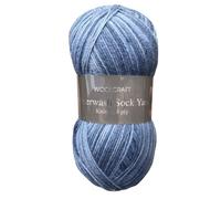 Woolcraft Superwash Sock 4 ply Knitting Wool Yarn 100g - 44 Denim Blend
