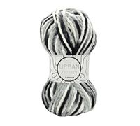 Woolcraft Urban Super Chunky Knitting & Crochet Yarn, 6 Self-Striping Shades in The Range, 100% Acrylic, 82 Metres, 100g Balls, Pack of 5, Magpie