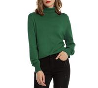 Woolen Bloom Women Polo Neck Jumper Ladies Turtleneck Sweater Long Sleeve Chunky Knit Tops Pullover Knitwear Sweatshirt Army Green