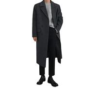 Woolen Coat Men's Korean Style Fashion Over-The-Knee Mid-Length Autumn And Winter Thick Loose Coat Dark Gray M