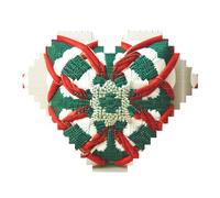 Woolen Fabric Pattern Print Building Brick Block Puzzle - Heart Shaped Picture Puzzles, Wooden Picture Jigsaw Puzzles