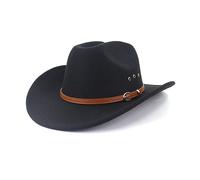 Woolen Felt Cowboy Hat For Adult With Buckle Belt Fashion Carnivals Party Cap Women Men Halloween Role Play Props Cap Cowboy Hat Outdoor Fedora Buckle Belt