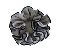 Woolen large-sized rolled-edge pleated hairband with leaf-like design for a sophisticated ponytail hair ac for Straight, Curly, and Kinky Hair(Grey)