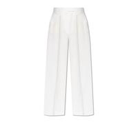 Woolen trousers - female - Alexander McQueen - Straight Trousers - White - M - Trousers M