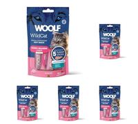 WOOLF Functional Cat Cream Snacks - Natural Ingredients & Moisture-Rich to Support Hydration, Oligosaccharides to Promote Gut Health & Digestion, Gluten-Free, Low Calorie Treat (Duck & Salmon, 5x14g)