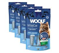 WOOLF Functional Cat Cream Snacks - Natural Ingredients & Moisture-Rich to Support Hydration, Yucca Extract to Promote Gut Health, Easy Digestion, Gluten-Free, Low Calorie Treat (Cod & Chicken, 5x14g)