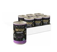WOOLF Wet Canned Complete Dog Food Pack of 6 x 400g - Natural Ingredients & High Meat Content, Nutritious, Supports Immunity and Overall Health, Suitable for Dogs (Deer with Blueberries)