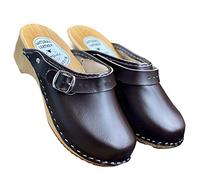 Woolfield | Urban Mule Clog | Original Handmade Wooden Leather Clog for Women | Multicolor (Brown, Numeric_7)