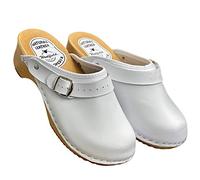 Woolfield | Urban Mule Clog | Original Handmade Wooden Leather Clog for Women | Multicolor (White, Numeric_8)