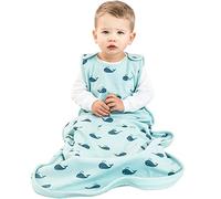 Woolino Ultimate 4 Season Baby Sleeping Bag - Merino Wool Baby Sleep Sack, Organic Cotton Outer, Temperature Regulating Year Round Wearable Blanket, Adjustable Universal Size 2-24 Months - Whales