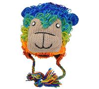 Woollen Handknitted Fleece Lined Trapper Farm Animal Hat Rainbow Bear