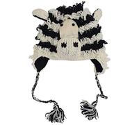 Woollen Handknitted Fleece Lined Trapper Farm Animal Hat Zebra