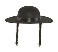 Woollen hat - imitation Rabbi Jacob - black with hair