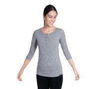 Woolly Clothing Co. Women's Merino Wool 3/4 Sleeve Henley - Ultralight - Wicking Breathable Anti-Odor - Grey - X-Small