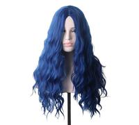 Woolly Curly Long Curly Hair Wig Full Head Cover Middle Parted Big Wave Blue Fashion Wig For Women