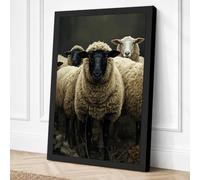 Woolly Faced Sheep Rustic Canvas Wall Art Print 30x20 Inch (76 x 51 cm)