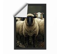 Woolly Faced Sheep Rustic Unframed Wall Art Print A1 (84.1×59.4cm), Wall Decor for Living Room, Bedroom, Office & Home, Art Gift