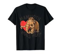 Woolly Mammoth Hugs Here Prehistoric Animal Ice Age Dino Value Graphic T-Shirt, Men, Black, L