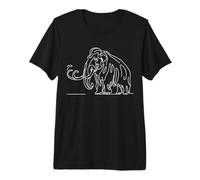 Woolly Mammoth Line Art Ice Age Prehistoric Animal Premium T-Shirt