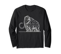 Woolly Mammoth Line Art Ice Age Prehistoric Long Sleeve T-Shirt