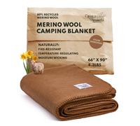 Woolly Mammoth Merino Wool Blanket - Large 66" x 90", 4LBS Camp Blanket | Throw for The Cabin, Cold Weather, Emergency, Dog Camping Gear, Hiking, Survival, Army, Outside, Outdoors - Tan