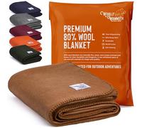 Woolly Mammoth Merino Wool Blanket - Large 66" x 90", 4LBS Camp Blanket | Throw for the Cabin, Cold Weather, Emergency, Dog Camping Gear, Hiking, Survival, Army, Outside, Outdoors - Tan