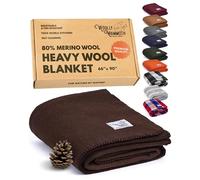 Woolly Mammoth Merino Wool Blanket - Large 66" x 90", 4LBS Camp Blanket | Throw for The Cabin, Cold Weather, Emergency, Dog Camping Gear, Hiking, Survival, Army, Outside, Outdoors - Brown