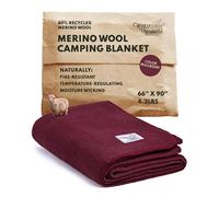 Woolly Mammoth Merino Wool Blanket - Large 66" x 90", 4LBS Camp Blanket | Throw for The Cabin, Cold Weather, Emergency, Dog Camping Gear, Hiking, Survival, Army, Outside, Outdoors - Burgundy