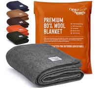 Woolly Mammoth Merino Wool Blanket - Large 66" x 90", 4LBS Camp Blanket | Thick Throw for Cold Weather, Emergency, Camping, Hiking, Survival, Army, Home, Outdoor Blanket, Twin Size Bed, Gray