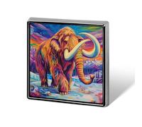 Woolly Mammoth on Ice Brooch Pins for Men Women Square Badge Collar Lapel Pins for Dress Jacket Accessories
