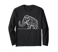 Woolly Mammoth Prehistoric Elephant Line Art Paleontologist Long Sleeve T-Shirt