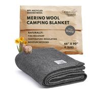 Woolly Mammoth Woolen Co. | Extra Large Merino Wool Camp Blanket | Perfect Outdoor Gear | Bedroll for Bushcraft, Camping, Trekking, Hiking, Survival, or Throw Blanket at The Cabin (Gray), 66" x 90"