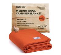 Woolly Mammoth Merino Wool Blanket - Large 66" x 90", 4LBS Camp Blanket | Thick Throw for Cold Weather, Emergency, Camping Gear, Hiking, Survival, Army, Outside, Outdoor Blanket, Twin Size, Orange
