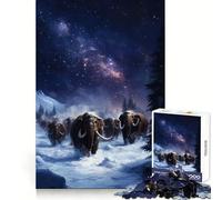 Woolly Mammoths Under The Night Sky Hard Jigsaw Puzzle for Adults 1000 Pieces Memory Enhance Time Well Spent Neat Edges (50x75cm)