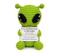 WoollyPearl Easter Basket Stuffers Essentials - Funny Birthday Emotional Support Positive Crochet Alien Decor, Easter Graduation Inspirational Gifts for Her Him College Students Coworker Friend