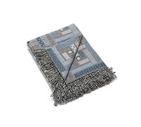 WoolMe 100% Merino Wool Blanket Marta - Wool Throw Blanket for Bed - Bedspread for Sofa, Single Double Size - Cosy, Warm Throws for Sofas Large, Made in Europe, 51x70 in (130x180 cm) - Blue Grey