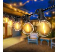 Woolmug 30FT Outdoor Festoon Lights Mains Powered, Waterproof String Light with G40 LED Bulbs, Shatterproof Hanging Garden Lights for Patio Pergola Wedding Gazebo Backyard Outside