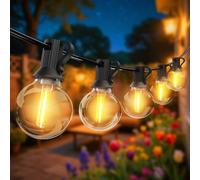Woolmug 50FT Outdoor Festoon Lights Mains Powered, Waterproof String Light with G40 LED Bulbs, Shatterproof Hanging Garden Lights for Patio Pergola Wedding Gazebo Backyard Outside