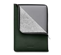 WOOLNUT Folio Case for MacBook Pro 13/14 & Air 13 - YKK Premium Zipper - Full-Grain Leather, Wool Felt Interior - Tailor-Made Fit - Scandinavian Design, Compatible with MacBook Air 13.6 inch - Green